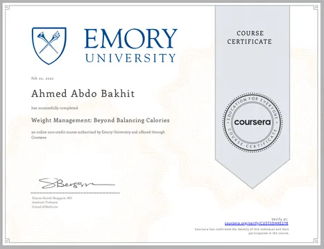 Emory University Weight Management certificate